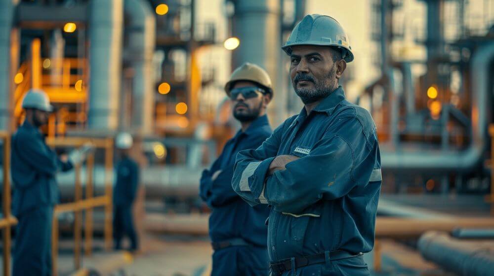 PetroGas Libya engineers performing maintenance at an oil and gas processing facility in Libya