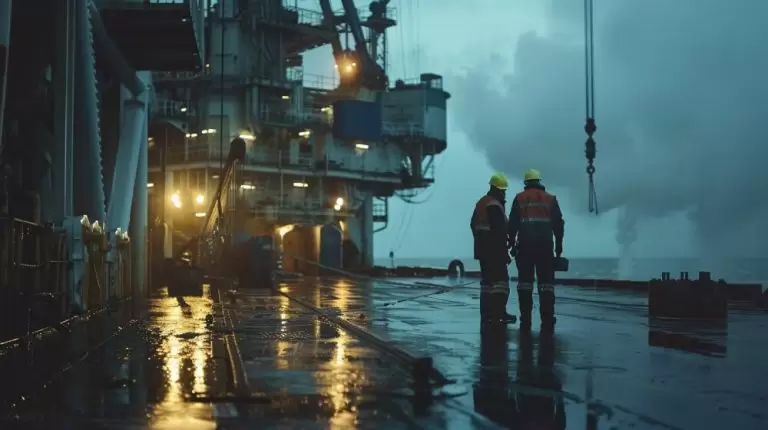 Michael.su.hudson men do maintenance on a gas rig PetroGas