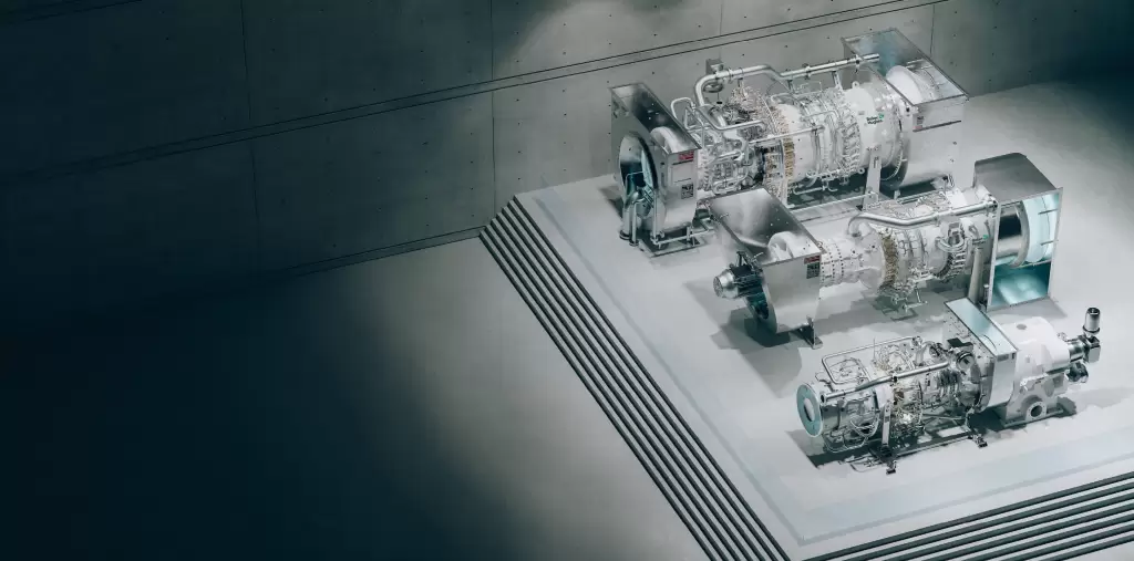 Top-down view of NovaLT gas turbines by Baker Hughes for efficient power generation at PetroGas Libya facilities